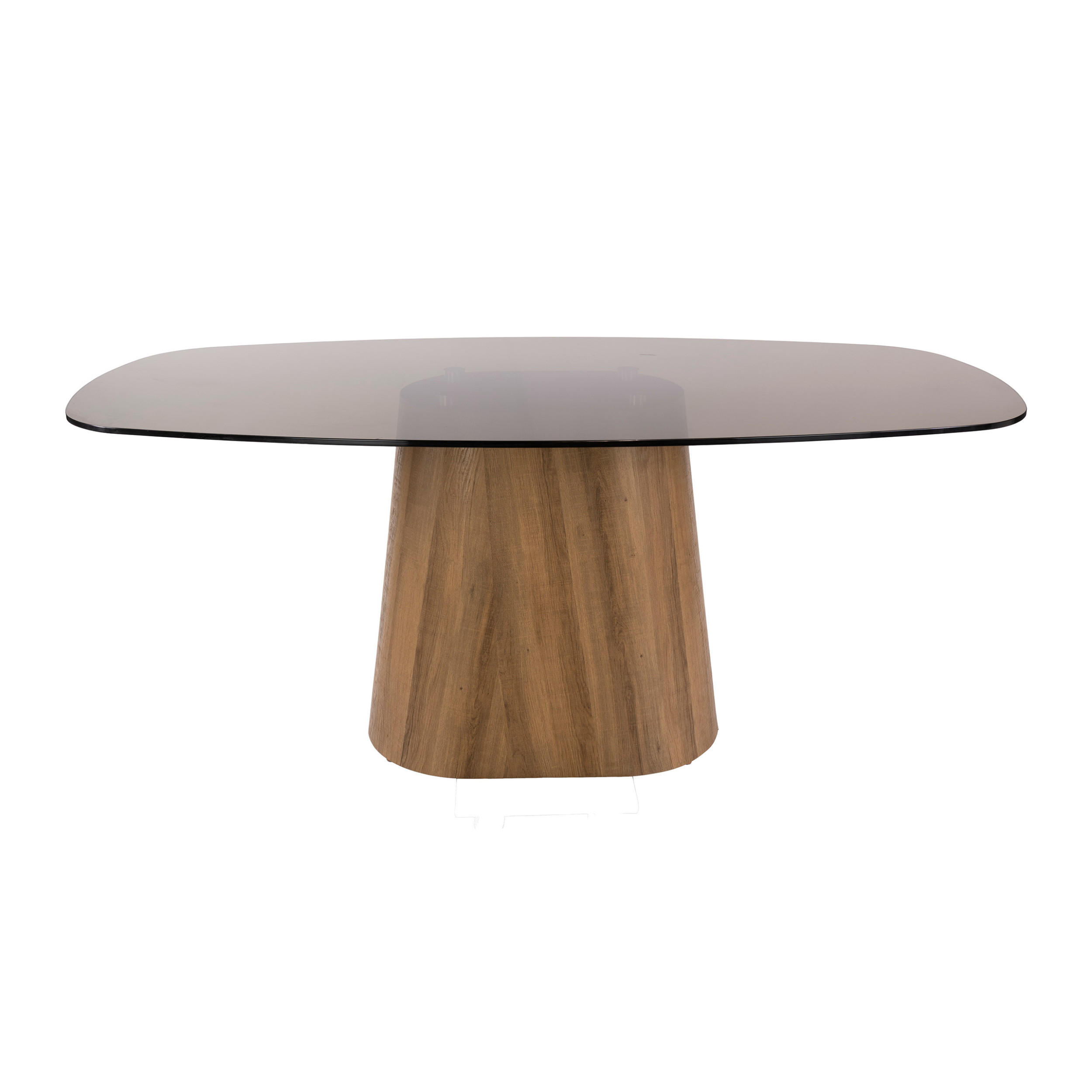 ESSTISCH TINTO CENTRO GRANDE Dänisch-Ovaler Säulentisch mit Rauchglas & Eichenoptik - Schwarz, Glas (180/90/76cm) - alesvelt