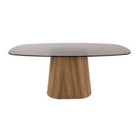 ESSTISCH TINTO CENTRO GRANDE Dänisch-Ovaler Säulentisch mit Rauchglas & Eichenoptik - Schwarz, Glas (180/90/76cm) - alesvelt