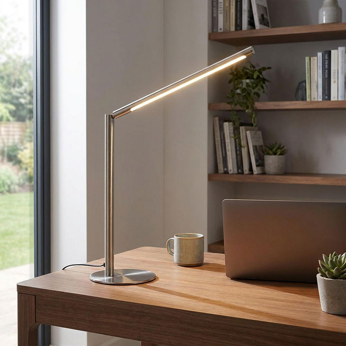 LED TISCHLEUCHTE CARLO Metall nickel-matt, dimmbar - Silberfarben, Metall (15.5/40/40cm) - Nowa