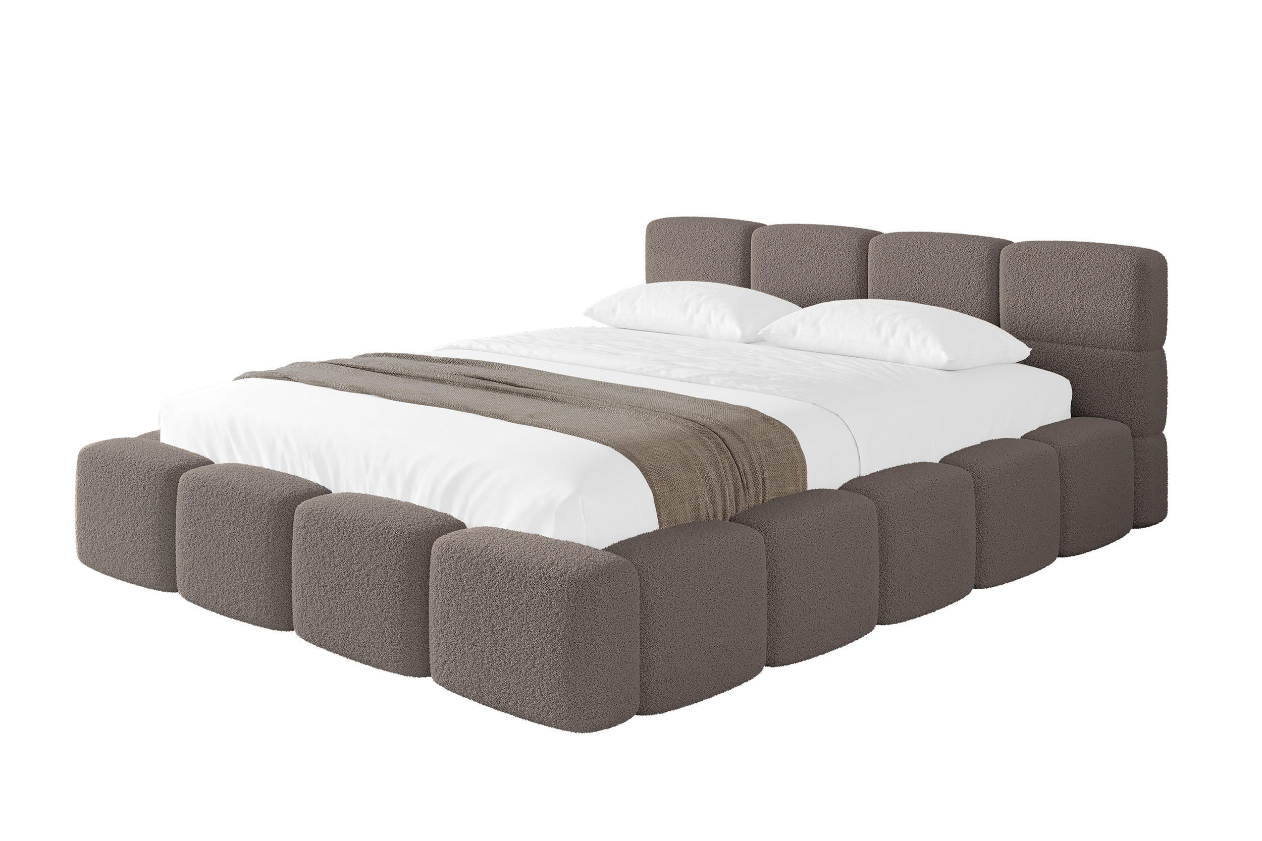 POLSTERBETT mit Bettkasten, Lattenrost mit Kopfteil, Boxbett ohne Matratze, mit Stauraum - NATA-v1 160x200 Braun - Braun, Holzwerkstoff/Textil (160/200cm) - ALTDECOR