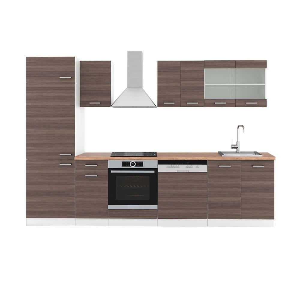 KUCHYNSKÝ KÚT R-Line Ušľachtilá sivá/biela 300 cm , AP Oak - sivá/biela, kompozitné drevo (300/81.6/60cm) - Vicco