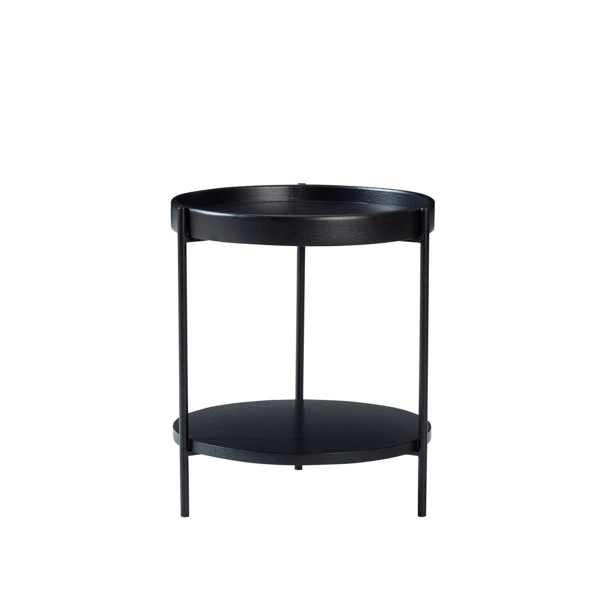 COUCHTISCH-SET 44/44/48 cm schwarz aus Massivholz und MDF mit 2 Ebenen - Schwarz, Holzwerkstoff (44/44/48cm) - OKWISH
