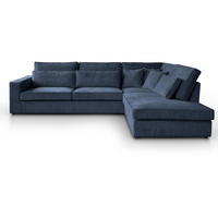 ECKSOFA Parma ohne Schlaffunktion dunkelblau rechts - Schwarz/Dunkelblau, Textil (314/224cm) - Beautysofa
