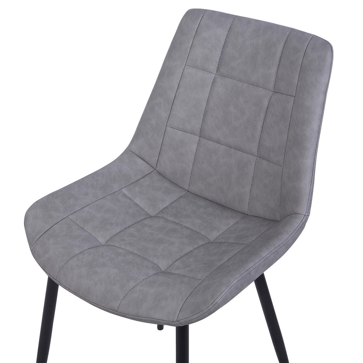 ESSZIMMERSTUHL 2er-Set Kunstleder Grau Melrose - Grau, Textil/Metall (51/82/59cm) - Beliani