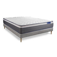 BETT Actimemo plus Memory-Schaum 130 x 200 cm h4 - Kit Bettgestell Grau - Beige/Grau, Karton/Holz (130/200cm) - ACTISOM