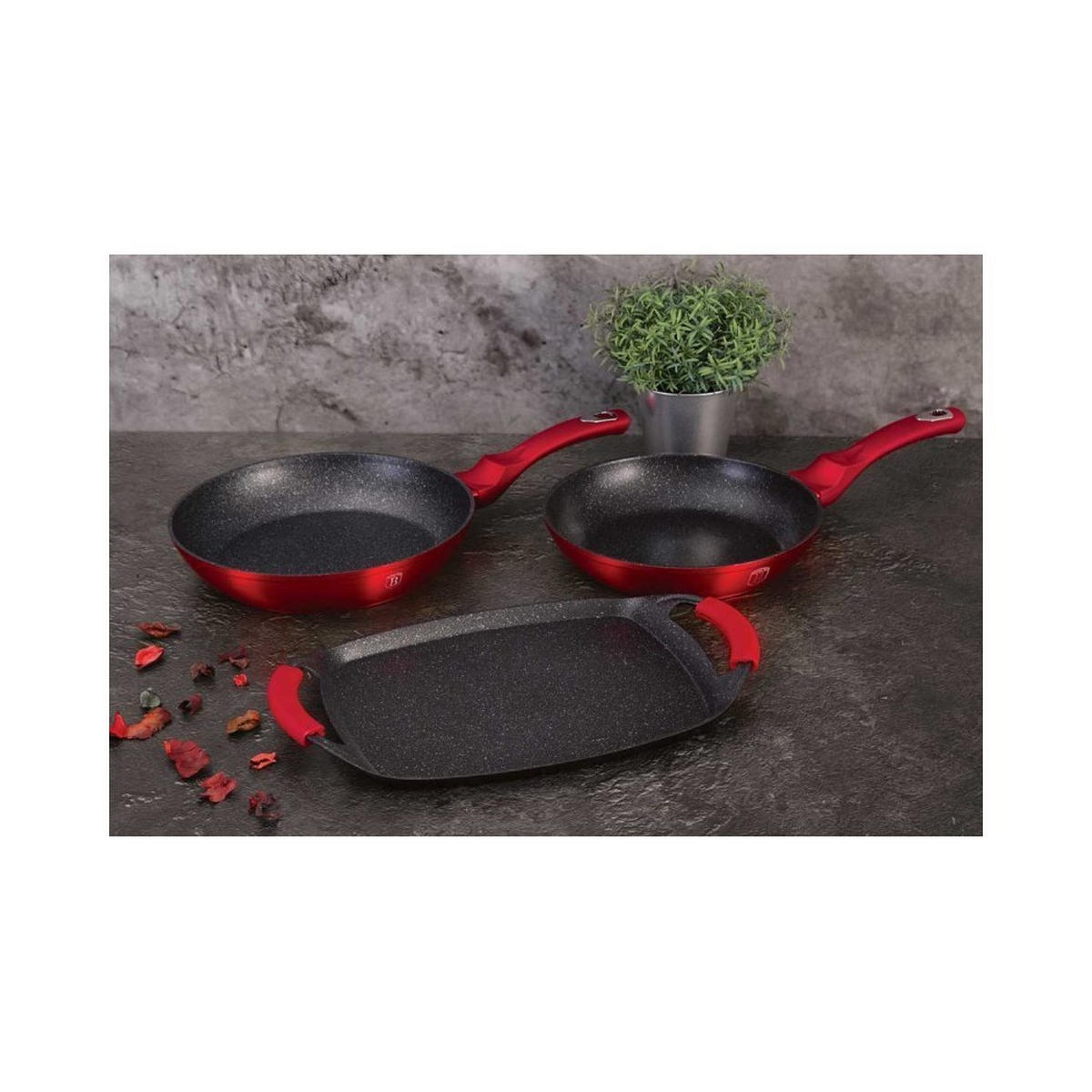 PFANNENSET Rot 23/36/5 cm BH1668 - Rot, Kunststoff - Berlinger Haus