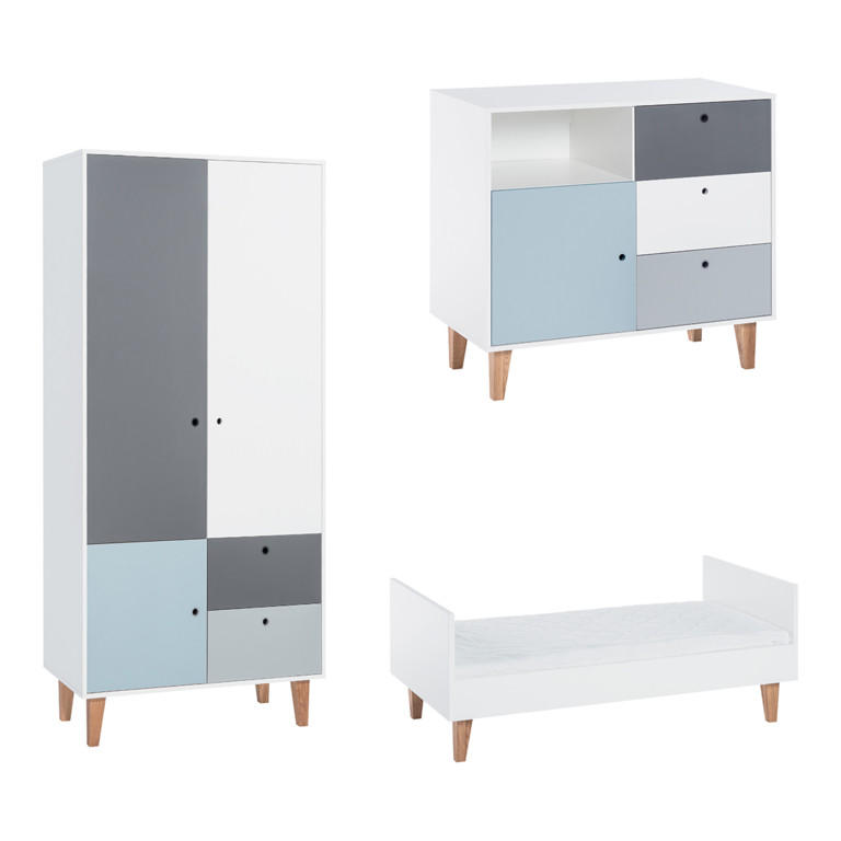 BABYZIMMER 3-teilig blau - Blau, Holzwerkstoff (144.5/97/75cm) - Petits-meubles