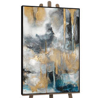 GEMÄLDE Goldene Konsonanzen Schattenfugenrahmen Schwarz 120x80 cm - Schwarz, Holz (120/80cm) - YS-art gallery