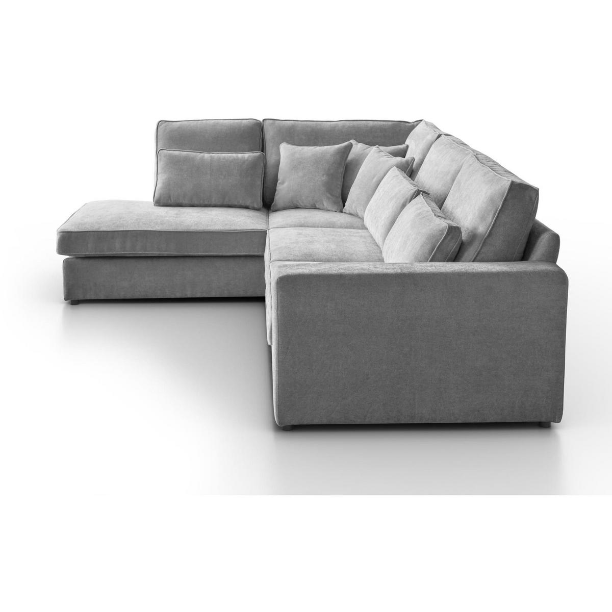 ECKSOFA Parma ohne Schlaffunktion hellgrau links - Hellgrau/Schwarz, Textil (314/224cm) - Beautysofa