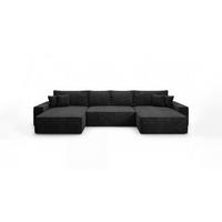 ECKSOFA CALIFORNIA U-Form schwarz Cord POSO 135 - Schlaffunktion, Bettkasten - Schwarz, Textil (385/185cm) - Cornero