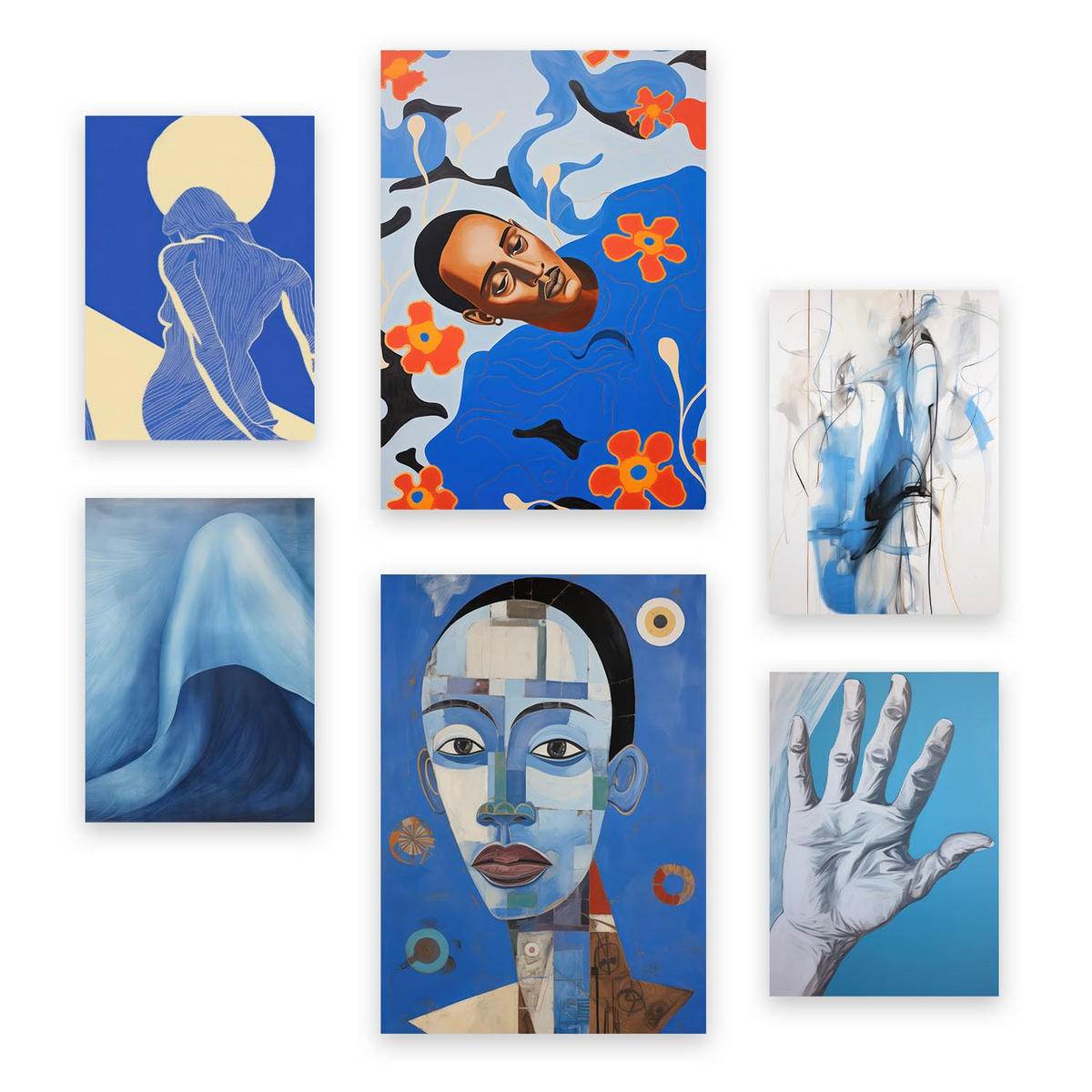 POSTER Set Mit 6 Zusammenfassung Blues In Vielseitiger Stil A3 & A4 Rahmenlos - Klar, Papier (29/3cm) - Nacnic