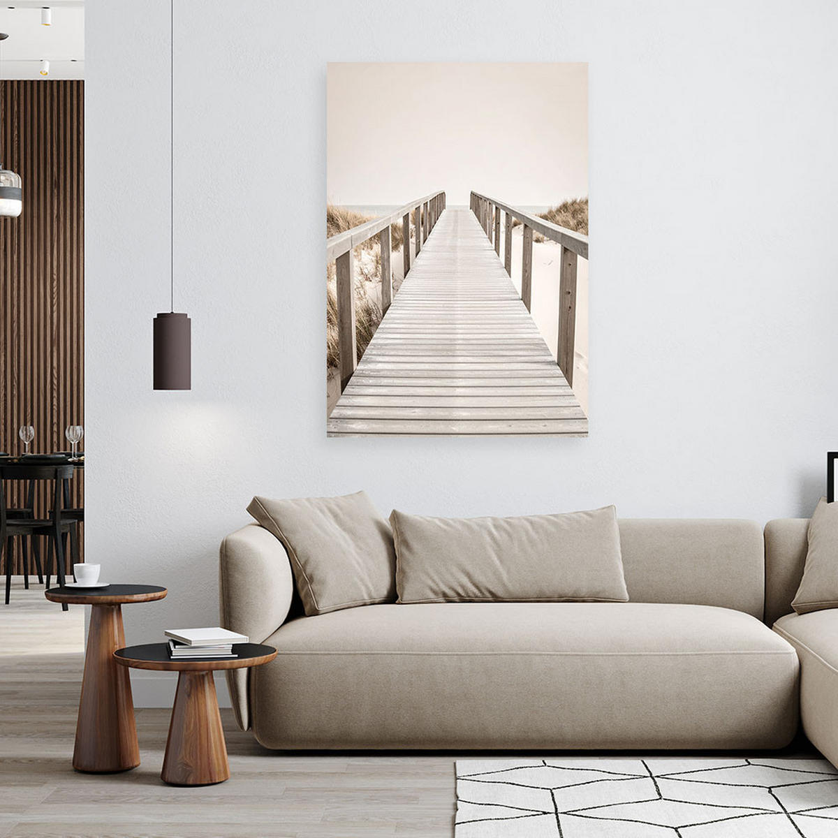 LEINWANDBILD Pier Strandlandschaft Natur 80x120cm - Beige, Textil (80/120cm) - Feeby