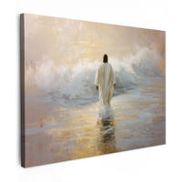 LEINWANDBILD Gemälde - Welle - Jesus - Abstrakt Wandbilder 80x60 cm - Goldfarben, Textil (80/60cm) - MuchoWow