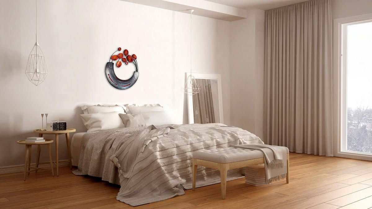 WANDDEKO Rot 70/62 cm - Rot/Grau, Metall (1.5/62/5cm) - KUNSTLOFT