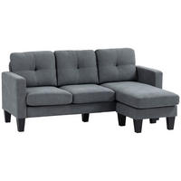 ECKSOFA Dunkelgrau 186.0/130.0/84.0 cm - Dunkelgrau, Textil (130/186cm)