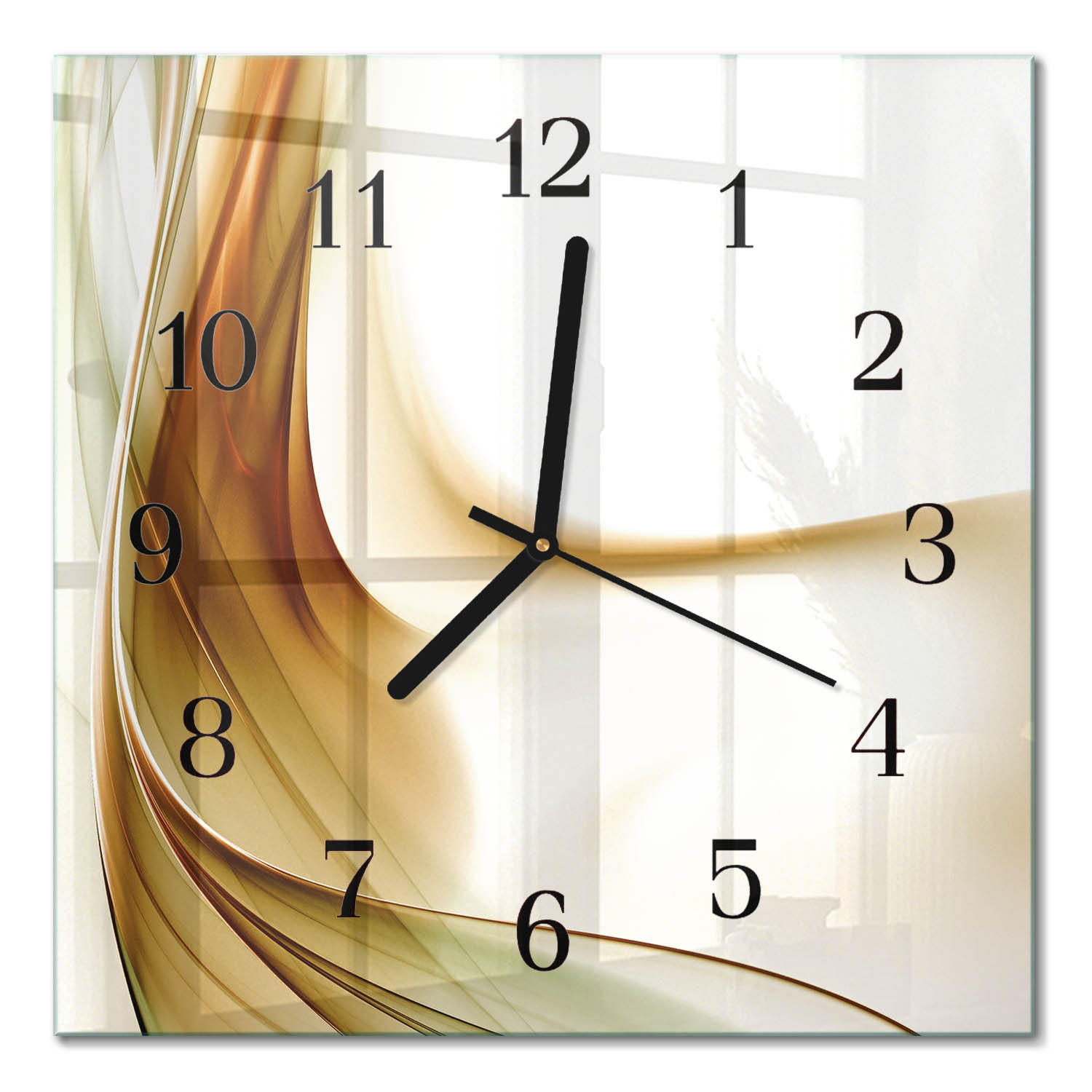WANDUHR 30x30 cm - Abstraktion - Braun, Glas (30/30/0.4cm) - TULUP
