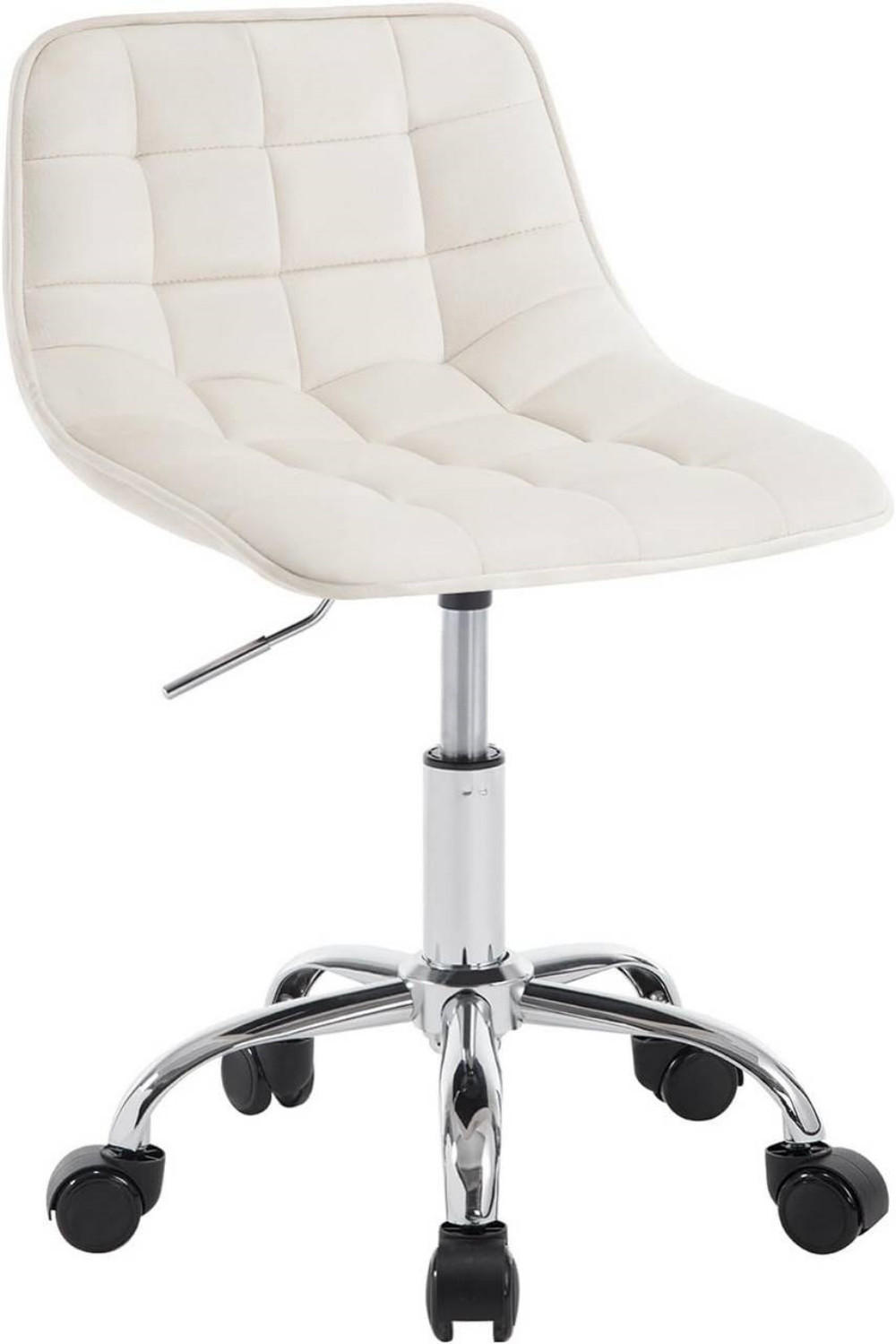 DREHSTUHL mit Rollen, Samt, Cremeweiß - Creme/Schwarz, Textil/Metall (43/60/50cm) - Woltu