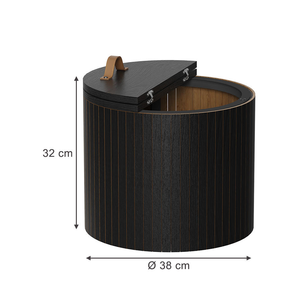 COUCHTISCH Tavilo Eiche/Schwarz 38 x 38 cm - Schwarz/Braun, Holzwerkstoff (38/38/32cm) - Vicco