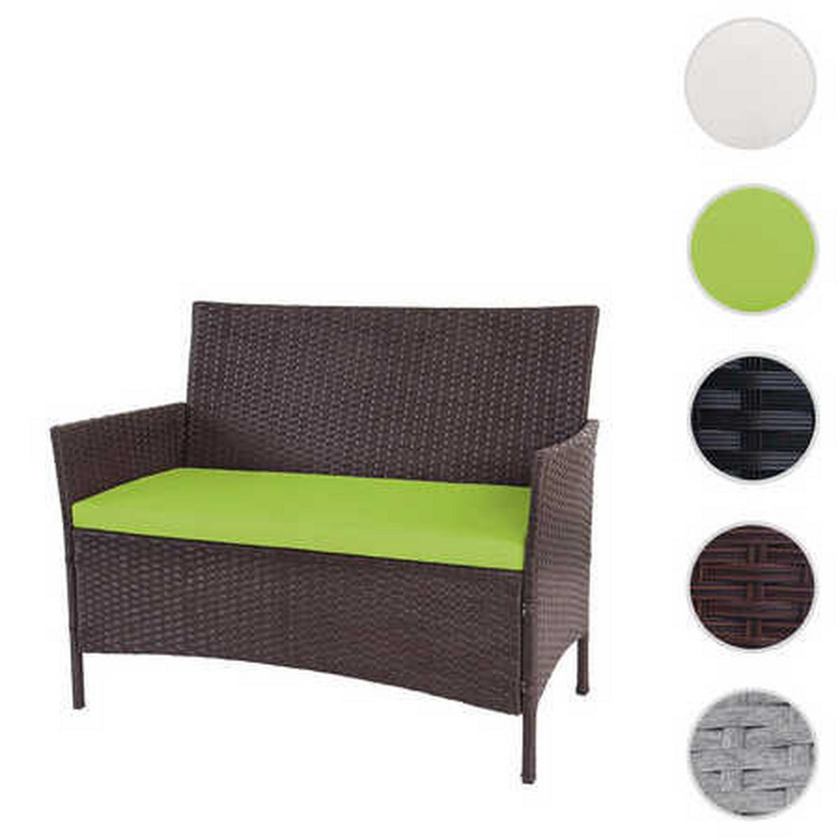 POLY-RATTAN GARTENBANK Braun, Grün - Braun/Grün, Kunststoff (106/83/60cm) - MCW