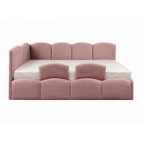 KINDERBETT TIM 90x200 links Altrosa mit Bettkasten & Rausfallschutz - Altrosa, Textil (90/200cm) - KS Home Concept