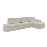 ECKSOFA mit Schlaffunktion Ottomane RECHTS MARI L2-S 368X167X85 Creme Cord - Creme/Schwarz, Holzwerkstoff/Kunststoff (167/368cm) - ALTDECOR