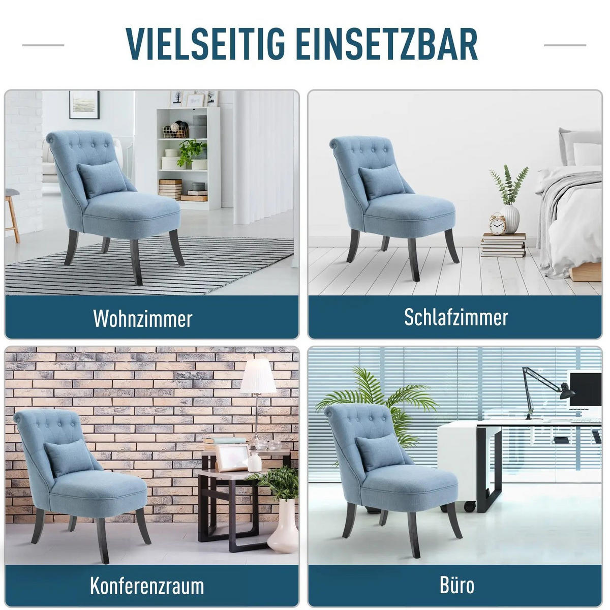 SESSEL 52.5/77/69 cm Blau aus Linen mit waschbarem Bezug - Blau, Textil (69/77/52.5cm) - OKMYHOME