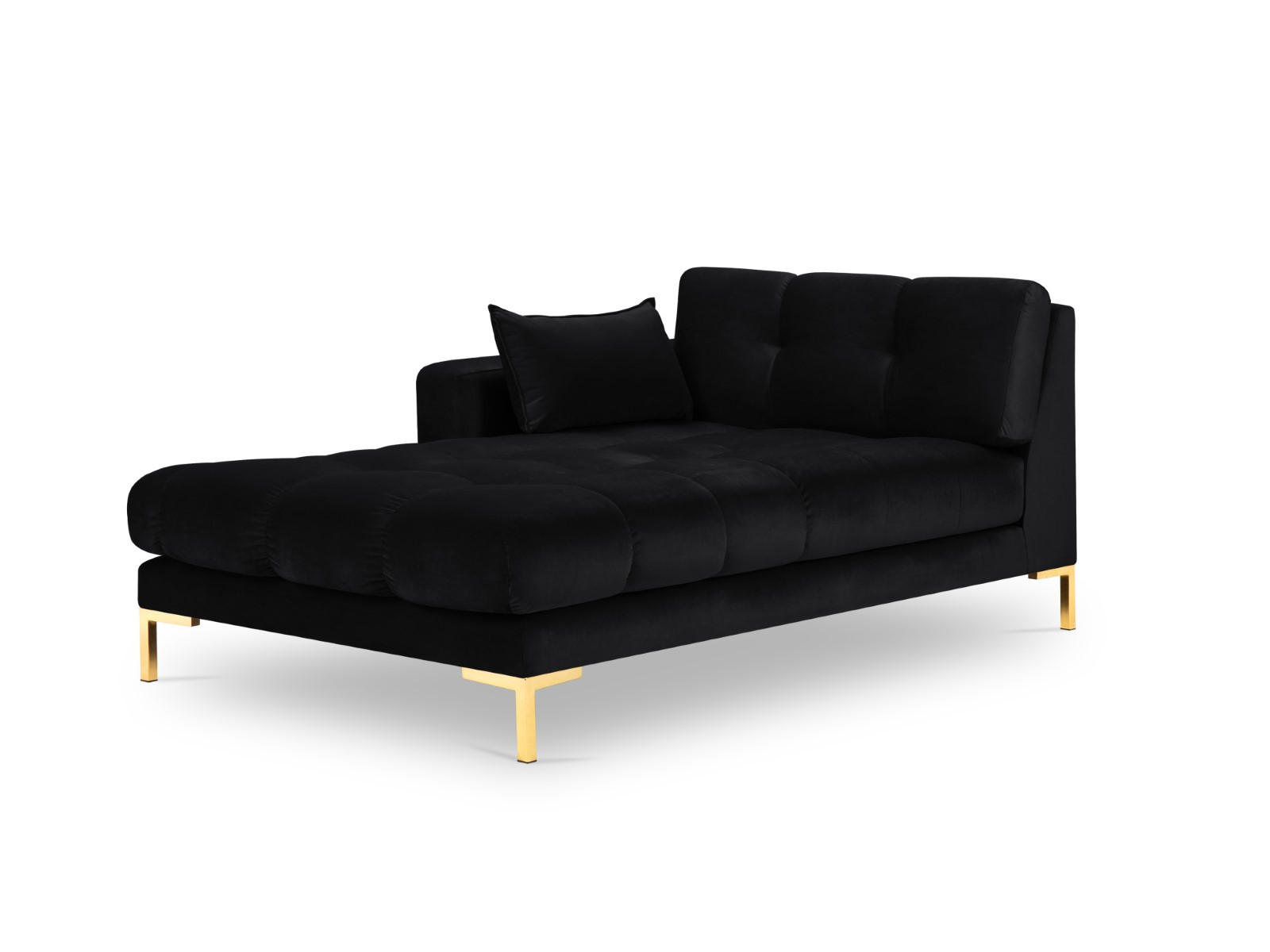 CHAISELONGUE links Mamaia aus Samt schwarz - Schwarz, Textil (102/75/185cm) - Micadoni