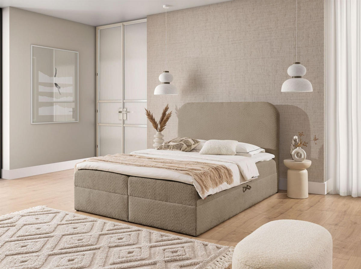 BOXBETT Amador Premium - Beige, Holzwerkstoff/Textil (180/220cm) - Fun Möbel