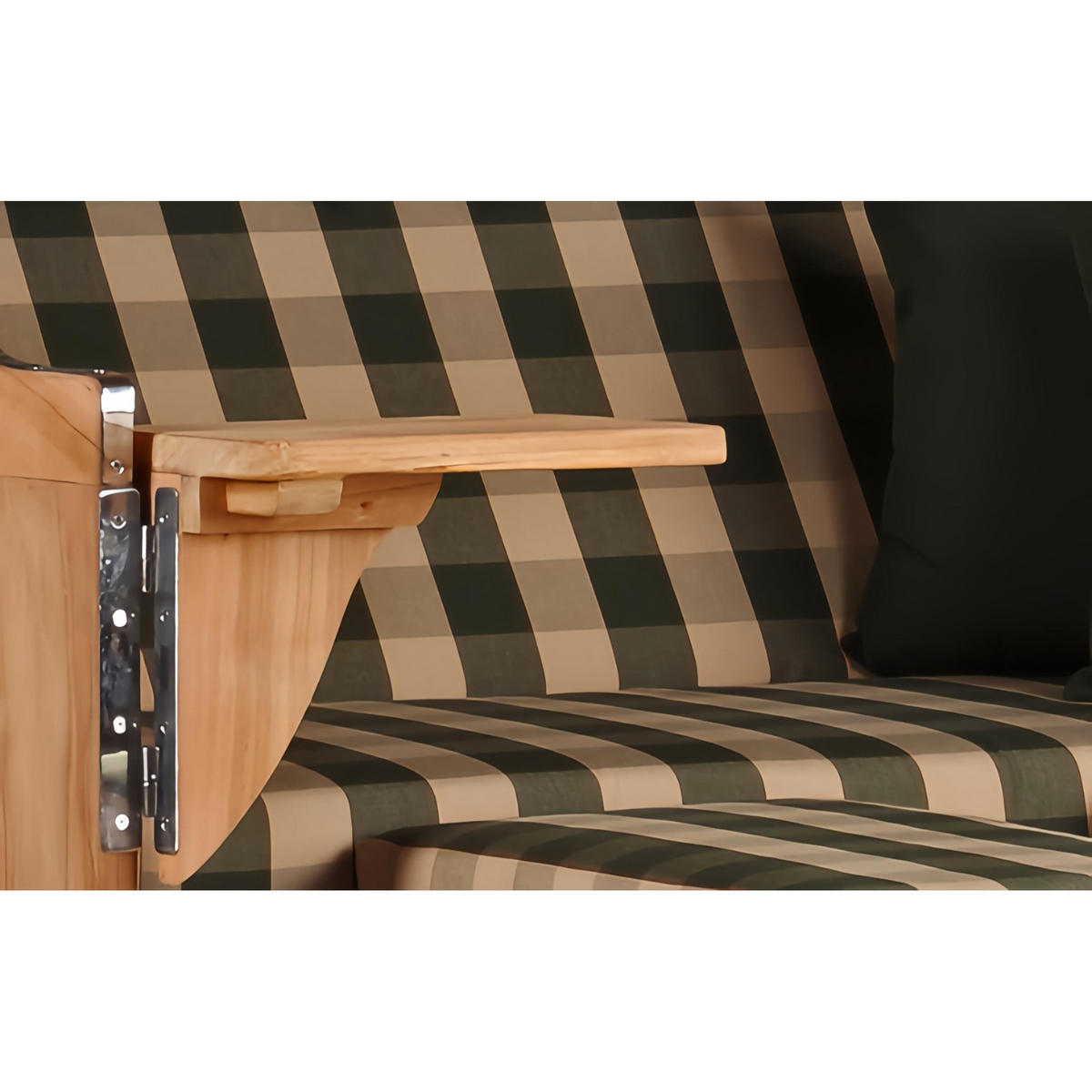 STRANDKORB Düne 2 Sitzer Teak PE Grey - Braun/Grau, Holz/Metall (125/170/80cm) - Mr. Deko