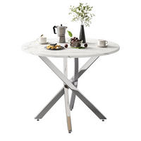 ESSTISCH Rund 80x80x75cm Marmoroptik Weiß Silber - Silberfarben/Weiß, Holzwerkstoff (80/80/75cm) - FLIEKS