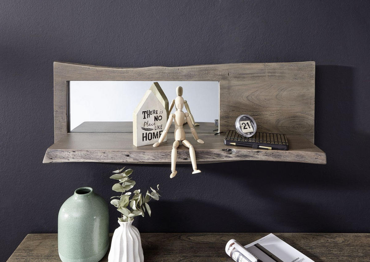 WANDREGAL Akazie 101x22x38 grau lackiert PURE ACACIA #907 - Grau, Holz (101/38/22cm) - Massivmoebel24