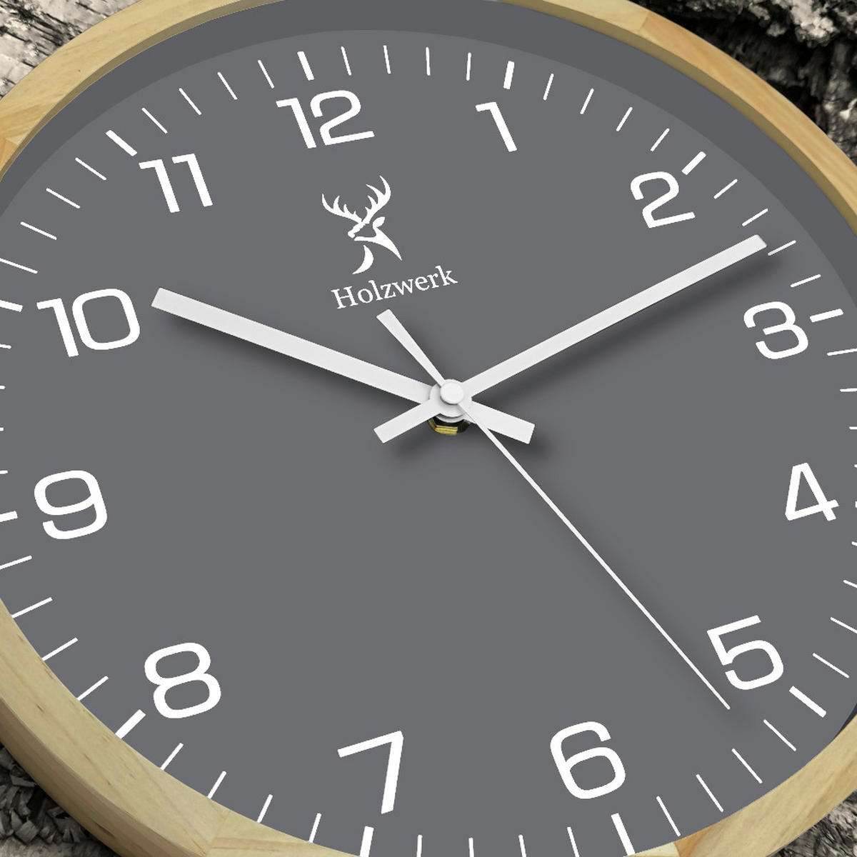 WANDUHR Holz Designer HARBURG Loft Wand Uhr, beige, grau - Beige/Weiß, Glas/Holz (30/30/4.2cm) - Holzwerk