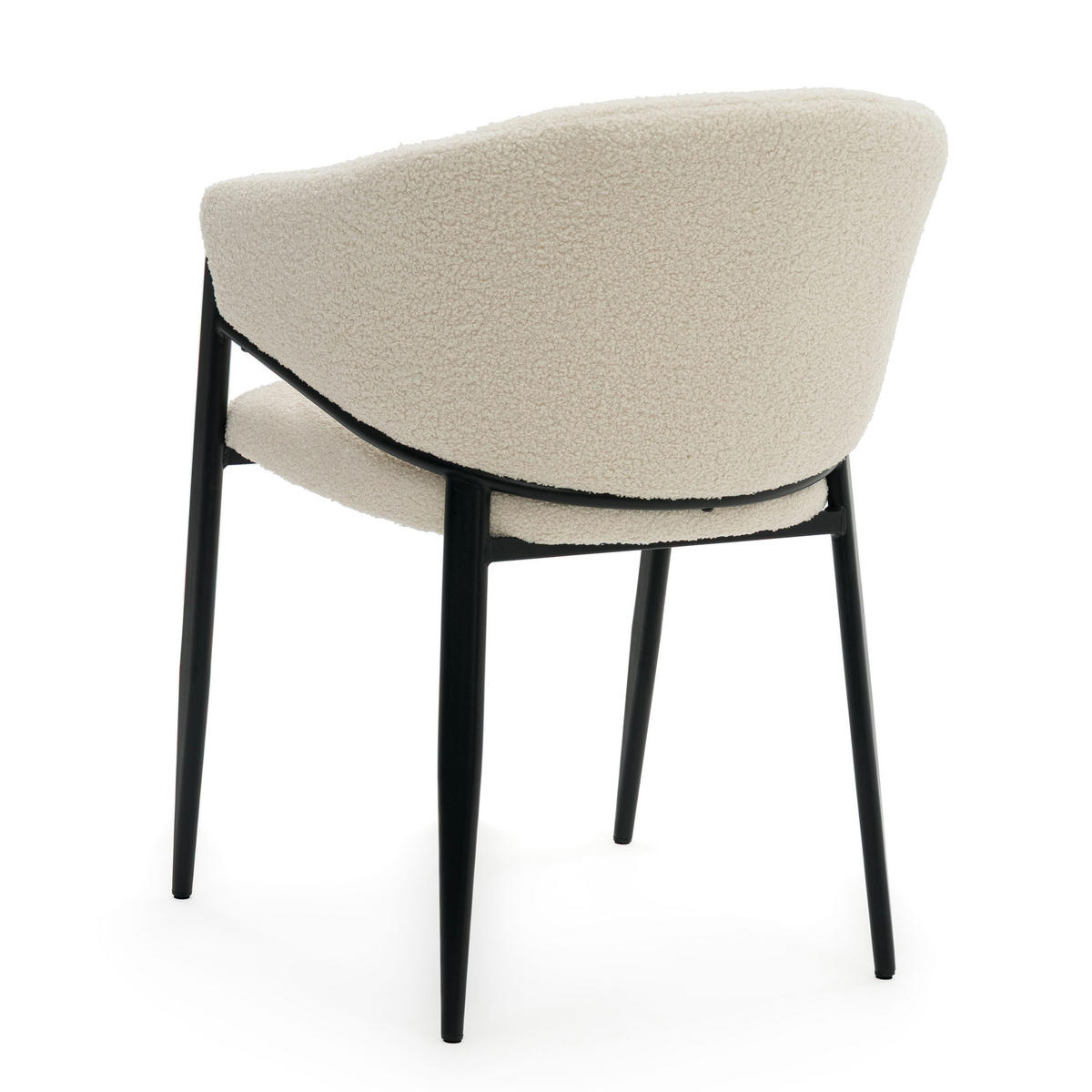 STUHL BUENO gespolsterter - hellbeige - Glamour Boucle Teddy - Creme/Schwarz, Textil/Metall (57/81/59cm) - NEW HOME