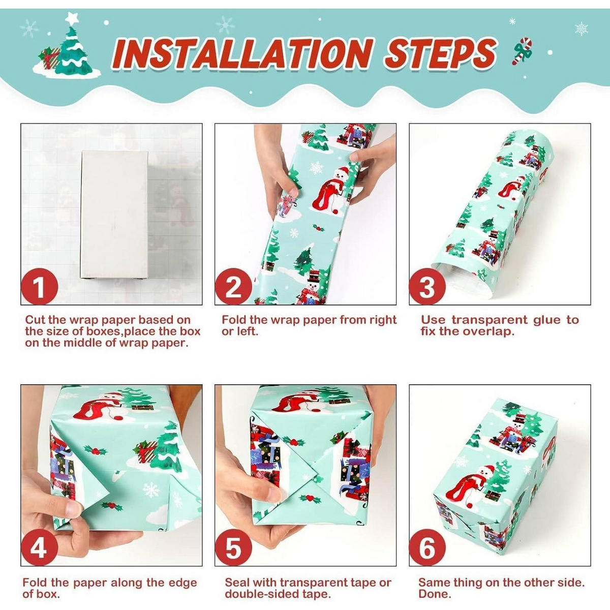 GESCHENKPAPIER 3 Rollen Set Weihnachten Kinder Blau - Multicolor, Papier (43/1/3000cm)