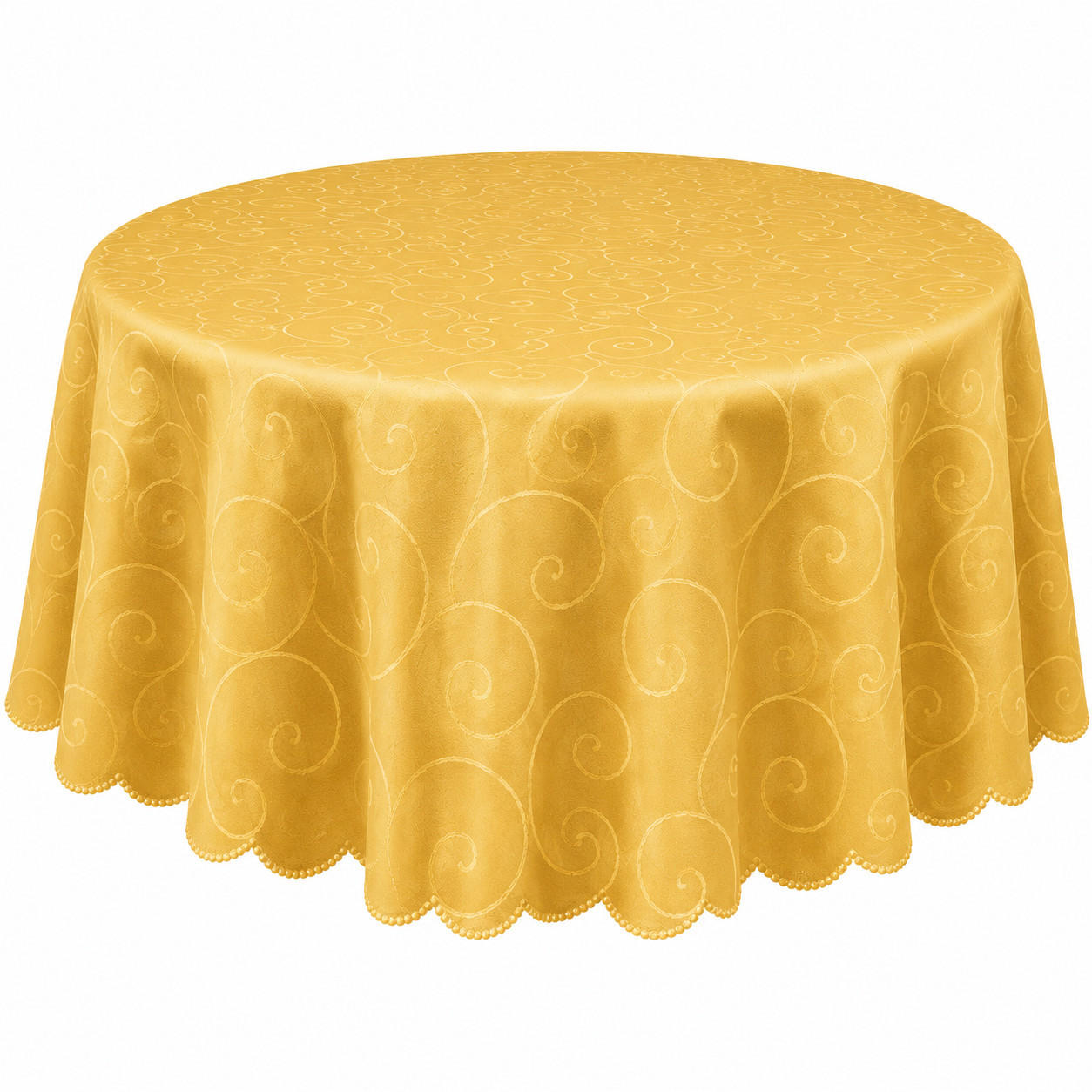 TISCHDECKE 135 cm rund Ornamente Gelb - Gelb, Textil (135cm) - TiborTex