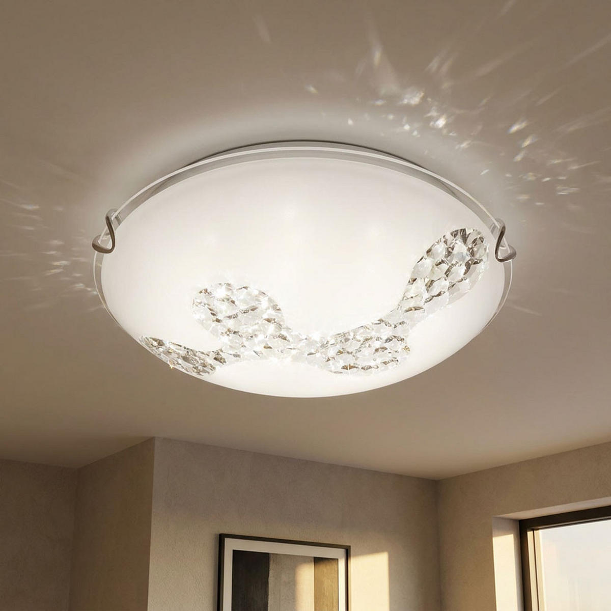 LED DECKENLEUCHTE DERK Weiß Glas satiniert - Weiß, Glas (25/25/9.5cm) - Globo Lighting