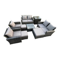 GARTENMÖBELSET Polyrattan Dunkelgrau 9-Sitzer - Dunkelgrau, Metall - Fimous