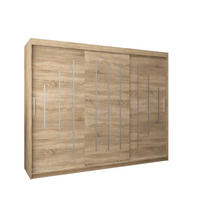 SCHWEBETÜRENSCHRANK 200/250/62 3-türig - Silberfarben/Sonoma Eiche, Holz/Kunststoff (250/200/62cm) - Abiks Möbel