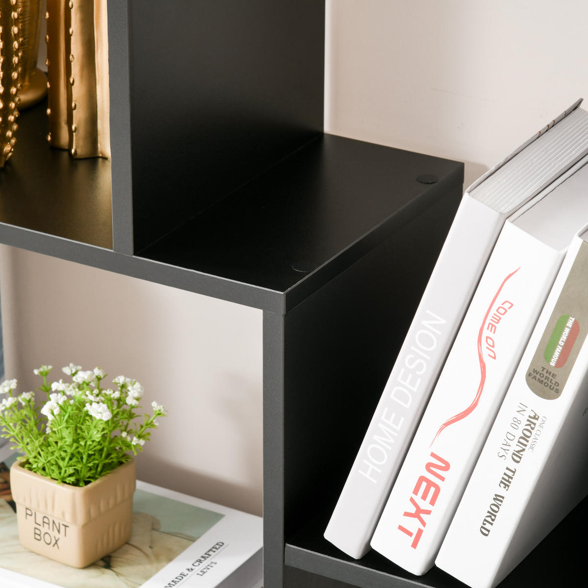 ZICKZACK Förmiges Bücherregal 70/24/178 cm schwarze - Brombeere, Karton (70/178/24cm)
