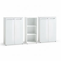 BÜRO-SET MUENCHEN 3-teilig Weiß | 2 Kommode x Regal | Glas Front & Abschließbar - Weiß, Holzwerkstoff/Metall (240/120/37cm) - KADIMA DESIGN