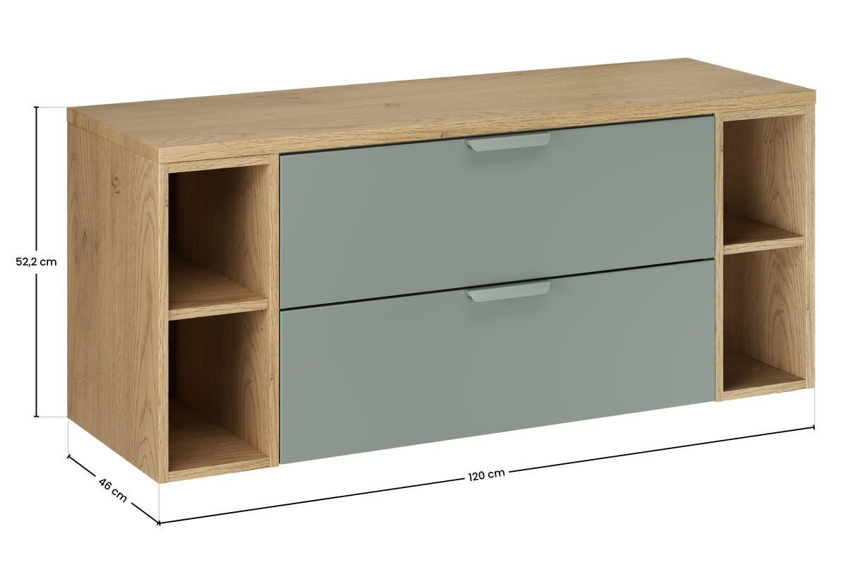 WASCHBECKENUNTERSCHRANK 120 cm 4 Teile - Aster Green A BM416 in Grün Matt - Eichefarben/Grün, Holz (120/52.2/46cm)