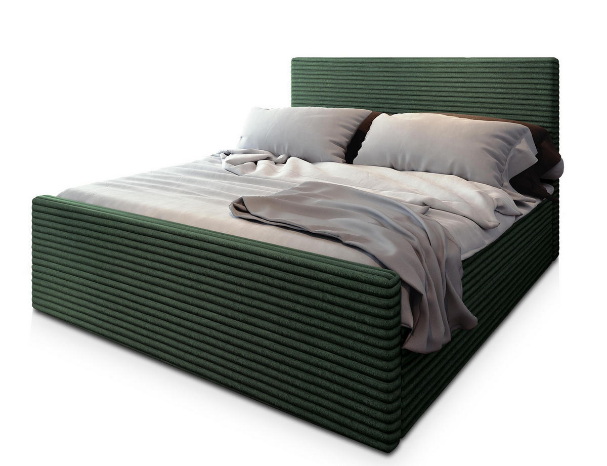 POSTEL BOXSPRING BRENTO 160x200 cm, s matrací a úložným prostorem, tmavě zelená - tmavě zelená, kompozitní dřevo/textil (160/200cm) - MASSENO