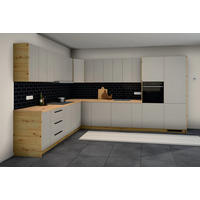 L-KÜCHE Nexa Beige & Artisan-Eiche – 360 × 260 cm – KÜ-LAN-001 - Beige, Holzwerkstoff (360/212/260cm) - ROYAL24_MARKT
