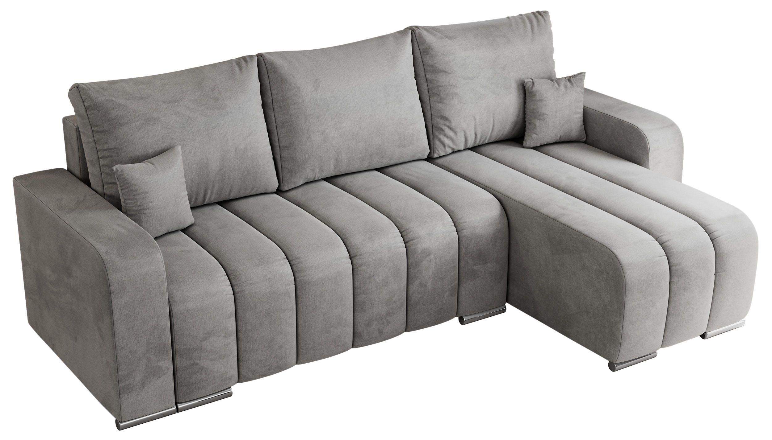 ECKSOFA KIRASSO L Hellgrau Velvet - Hellgrau/Grau, Textil (245/147cm) - MKS