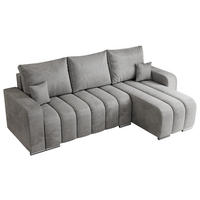 ECKSOFA KIRASSO L Hellgrau Velvet - Hellgrau/Grau, Textil (245/147cm) - MKS