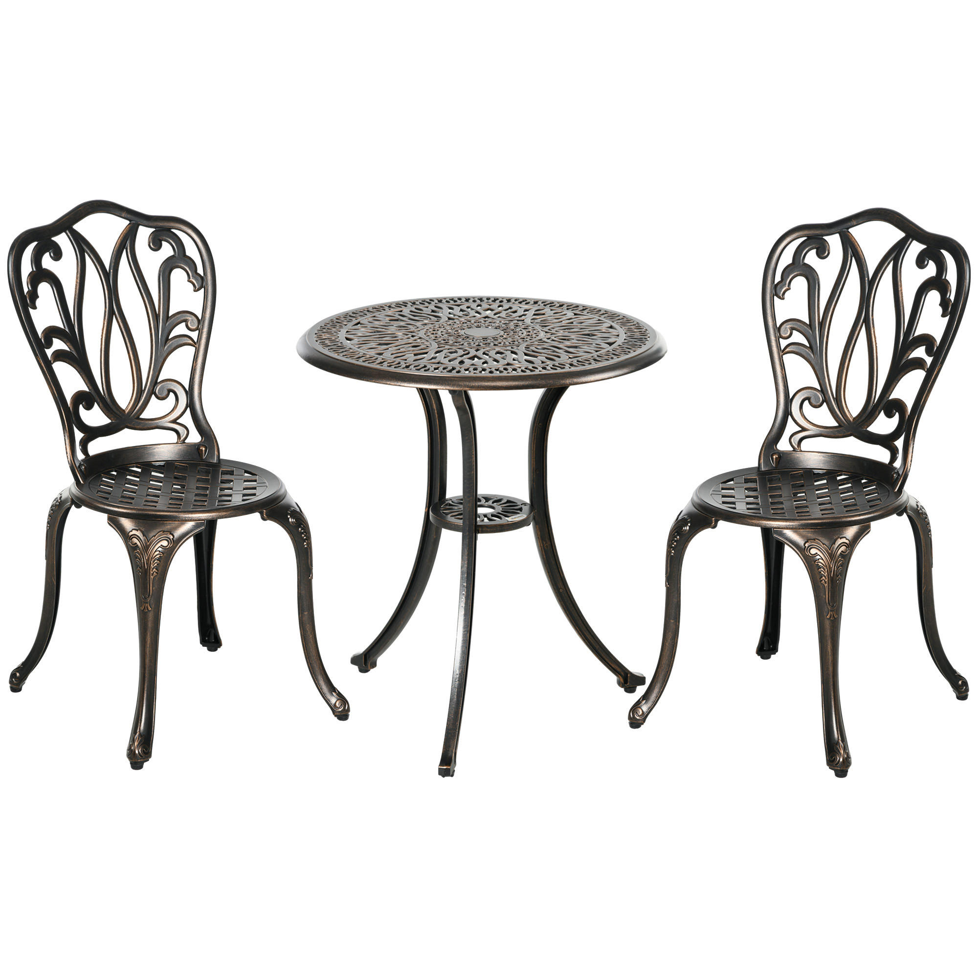 BALKONSET 3-teilig DE-14113 Retro-Stil, Aluminiumguss Bronze - Bronzefarben, Metall - ComfortXL