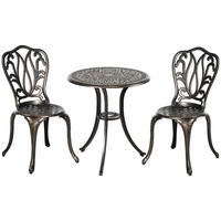 BALKONSET 3-teilig DE-14113 Retro-Stil, Aluminiumguss Bronze - Bronzefarben, Metall - ComfortXL
