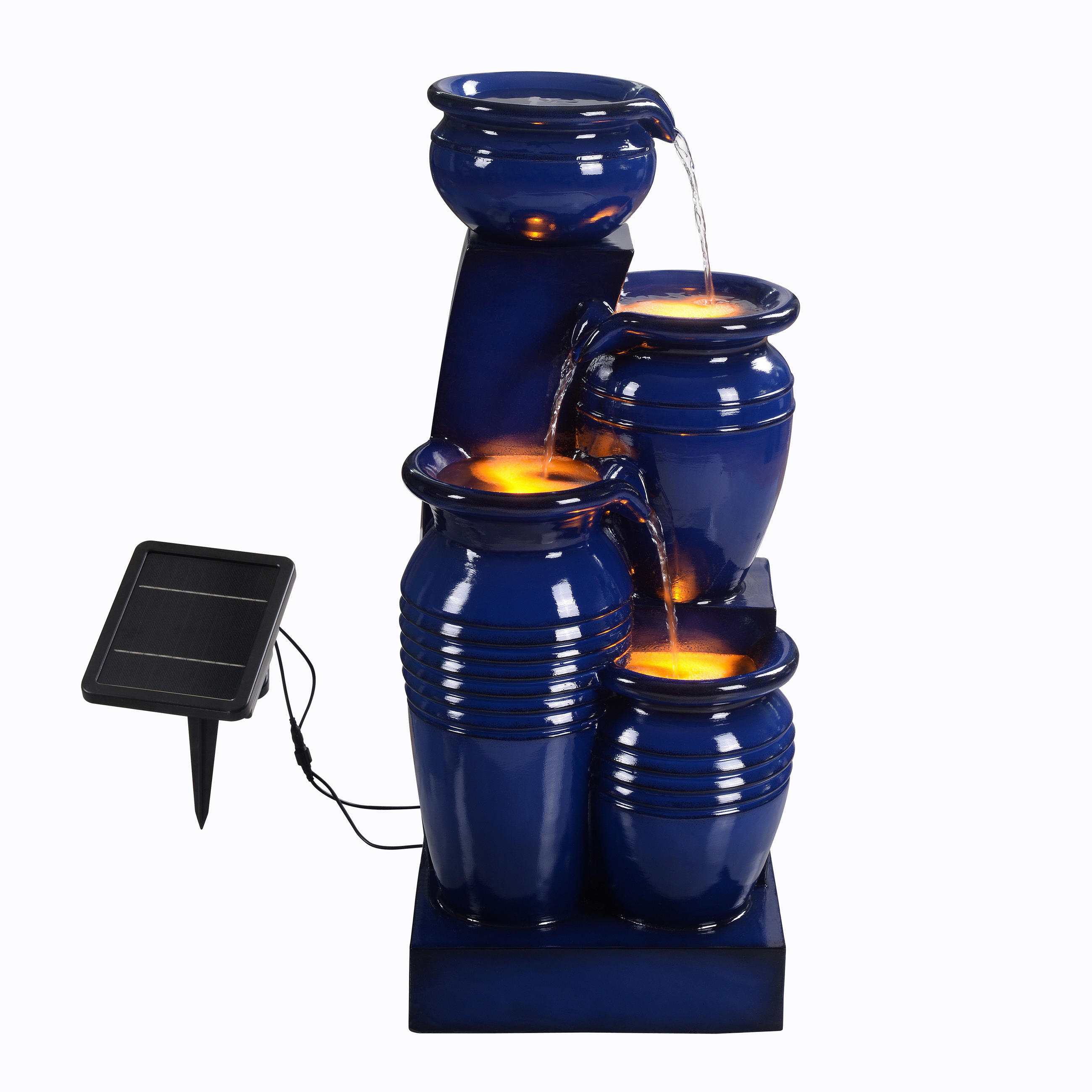 Teamson Home Solar-Gartenbrunnen Dunkelblau 28.5x73x31.5 cm