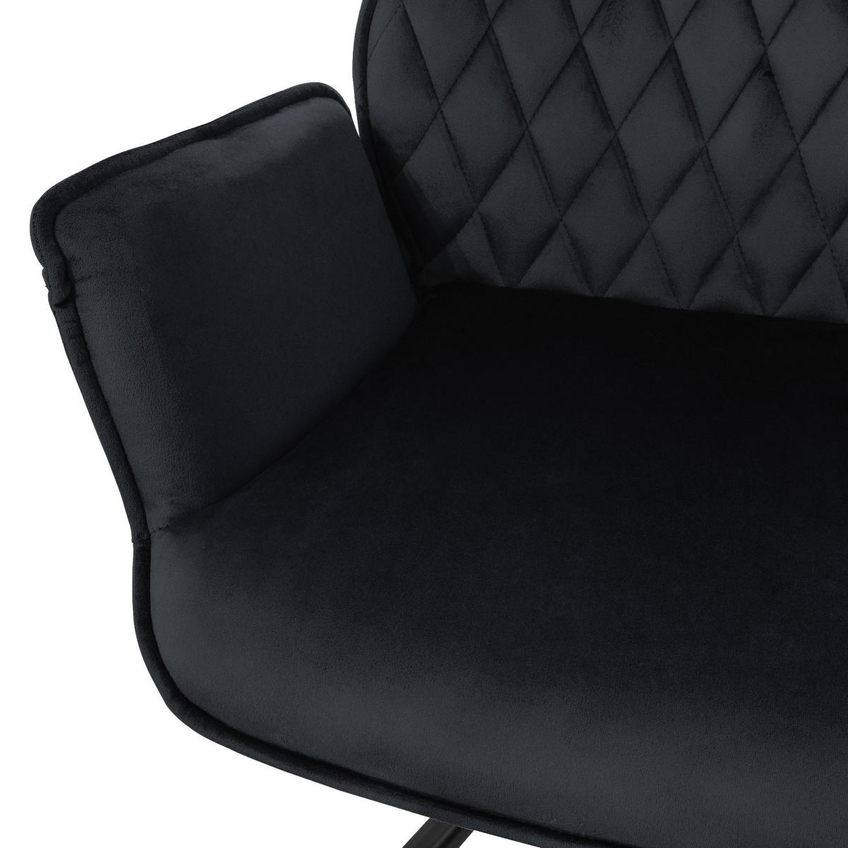 DREHSTUHL Samt Schwarz - Schwarz, Metall (63/90/57cm) - ML-DESIGN