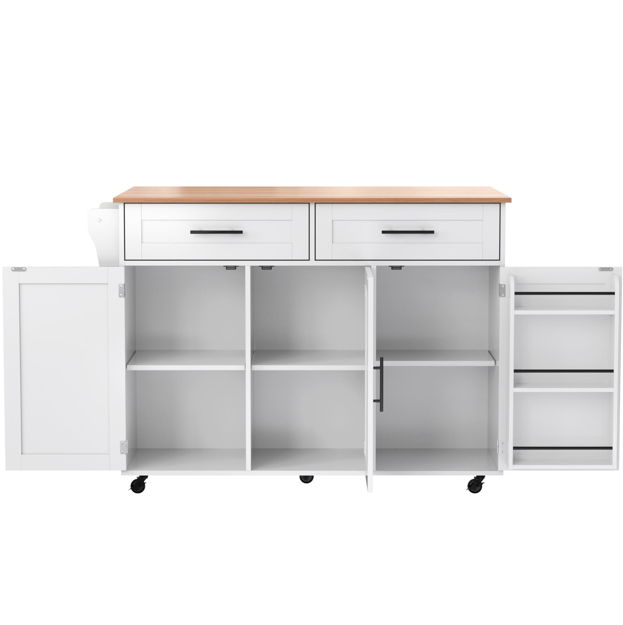 KÜCHENINSEL 129/46/91,5 cm aus MDF mit klappbarer Arbeitsplatte und Rollen Weiß - Weiß, Holzwerkstoff (120/91.5/46cm) - Modenvie